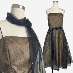 Ignite Evenings Black and gold tulle glitter cocktail dress y2k Gilmore girls 8